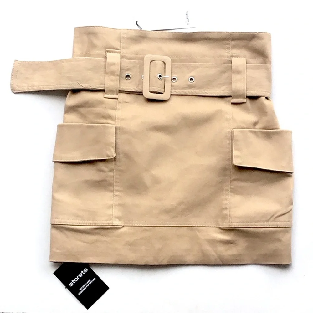 Storets Cora cargo mini skirt Beige Belted Skirt